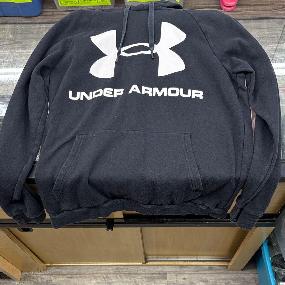 Under Armour Black Pullover Hoodie with White Logo